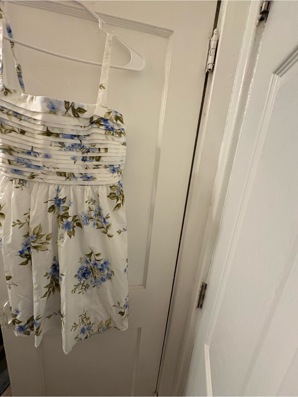 Girls White Floral Sundress with Blue Flowers